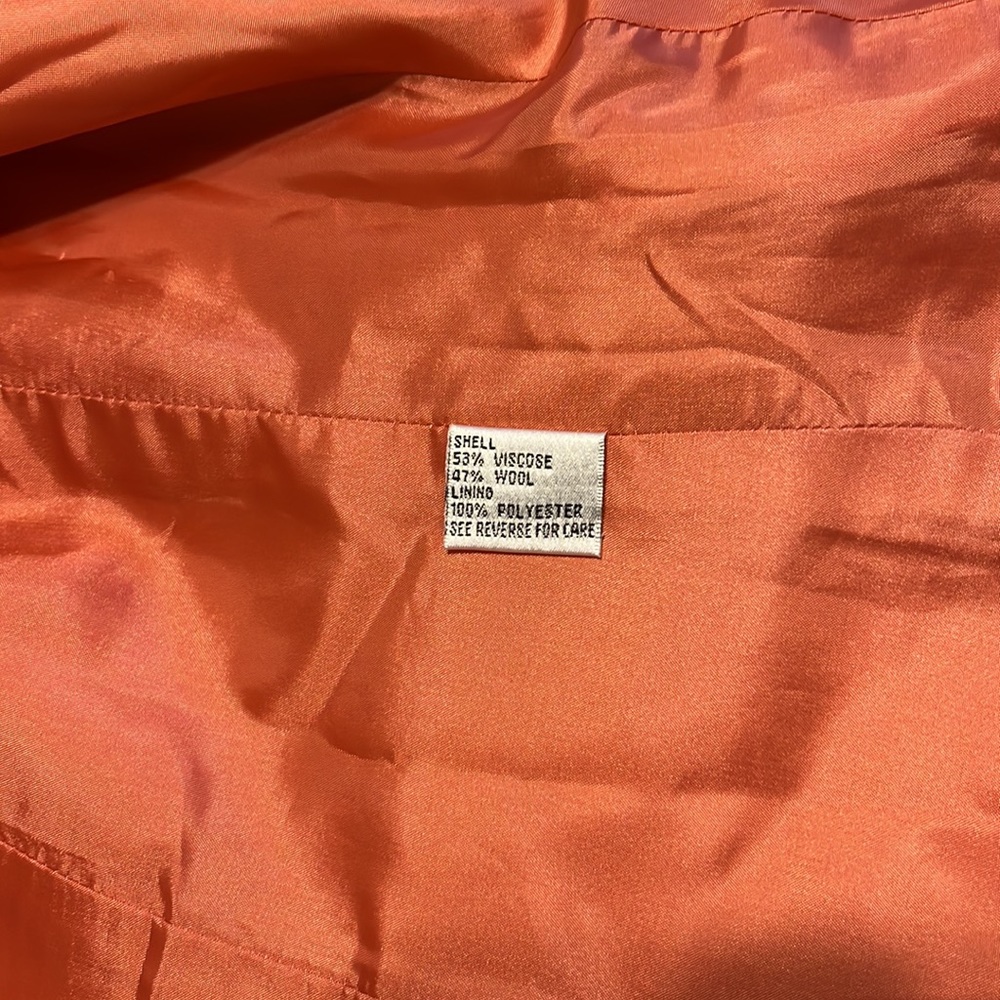 Talbots Salmon Three Button Wool Blend Jacket/Bla… - image 6